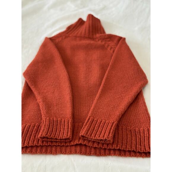 Alpaca Rust Cable Knit Turtleneck Sweater Chunky Soft Winter Knit - Picture 5 of 9